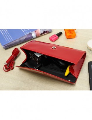 Czerwona lakierowana damska torebka wieczorowa kopertówka BELTIMORE M78 - zdjęcie 5