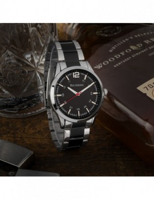 Zegarek męski bransoleta duży solidny czarno-srebrny klasyczny premium Beltimore BT02 - zdjęcie 3