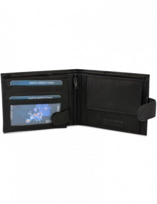 Zestaw męski skórzany czarny elegancki Beltimore portfel pasek Z56 - zdjęcie 5