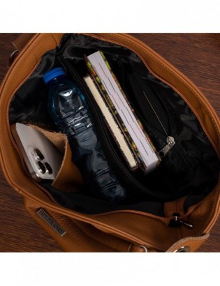 Torebka Damska Shopper Skóra Naturalna Miękka Beltimore Camel 936 - zdjęcie 7