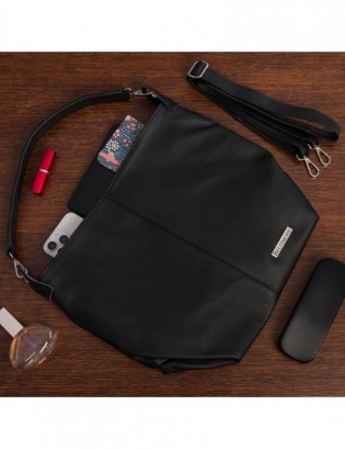 Torebka Damska Shopper Skóra Naturalna Miękka Beltimore Czarna 936 - zdjęcie 2