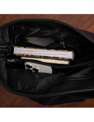 Torebka Damska Shopper Skóra Naturalna Miękka Beltimore Czarna 936 - zdjęcie 6