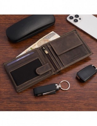 Portfel skórzany męski brąz nubuk poziomy skóra ciężarówka RFiD Beltimore R97 - zdjęcie 2