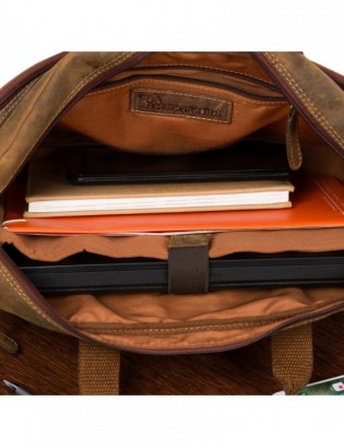 Torba męska skórzana na ramię laptopa duża brązowa nubuk biznesowa Beltimore N07 - zdjęcie 6