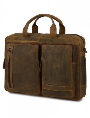 Torba męska skórzana na ramię laptopa duża brązowa nubuk biznesowa Beltimore N07 - zdjęcie 7