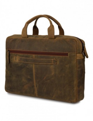 Torba męska skórzana na ramię laptopa duża brązowa nubuk biznesowa Beltimore N07 - zdjęcie 8
