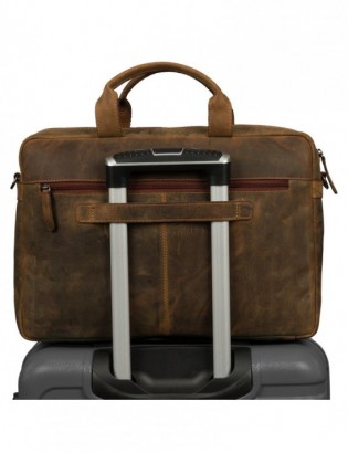 Torba męska skórzana na ramię laptopa duża brązowa nubuk biznesowa Beltimore N07 - zdjęcie 11