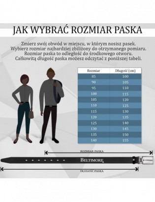 Beltimore skórzany licowy pasek męski granatowy premium E15 - zdjęcie 10