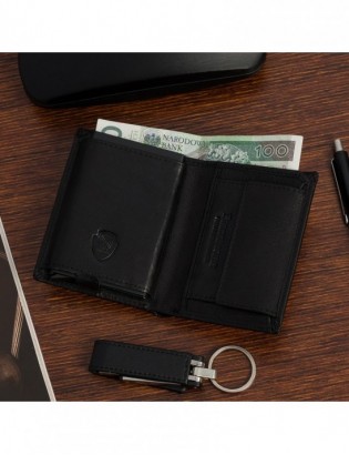 Portfel skórzany męski nowoczesny z aluminiowym etui na karty czarne Beltimore P88 - zdjęcie 5