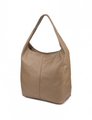 Torebka skórzana damska shopper pojemna A4 skóra naturalna włoska Beltimore taupe U36 - zdjęcie 1
