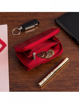 Portfel skórzany damski pionowy RFiD skóra na karty klasyk czerwony Beltimore A02 - zdjęcie 12