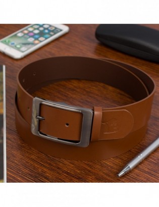 Skórzany pasek damski do spodni sukienki brązowy skóra nat 4 cm Beltimore D81 - zdjęcie 2