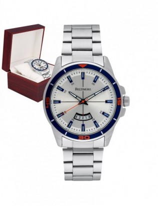 Zegarek męski bransoleta duży solidny z datownikiem marines premium Beltimore BT03 - zdjęcie 1