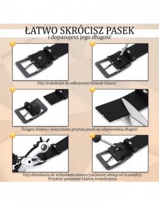 Zestaw prezentowy męski skórzany pasek portfel czarny pudełko Beltimore T79 - zdjęcie 13