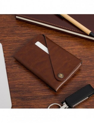 Skórzany Portfel Etui na Karty  Monety Skóra Naturalna Brązowy Beltimore W02 - zdjęcie 7