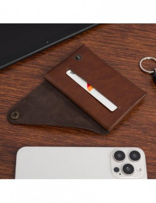 Skórzany Portfel Etui na Karty  Monety Skóra Naturalna Brązowy Beltimore W02 - zdjęcie 8