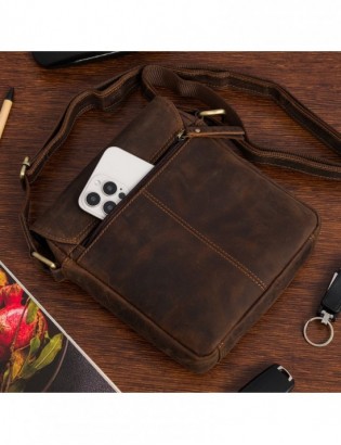 Torba Męska Listonoszka Skórzana na Ramię Elegancka Beltimore brązowa N38 - zdjęcie 7