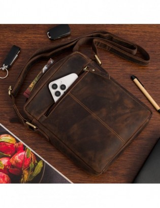 Torba męska na ramię mała skóra naturalna premium Beltimore brązowa N41 - zdjęcie 10