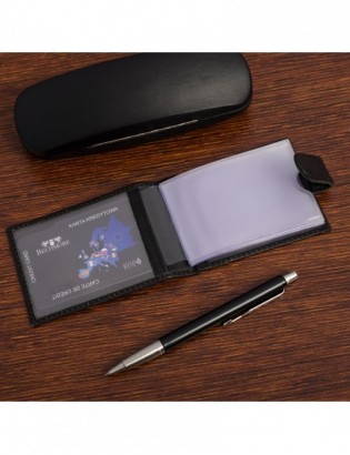 Etui skórzane na dokumenty karty wizytownik RFiD Beltimore czarne C86 - zdjęcie 3