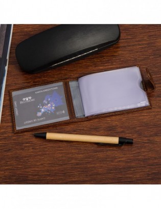 Etui skórzane na dokumenty karty wizytownik RFiD Beltimore ciemny brąz C86 - zdjęcie 4