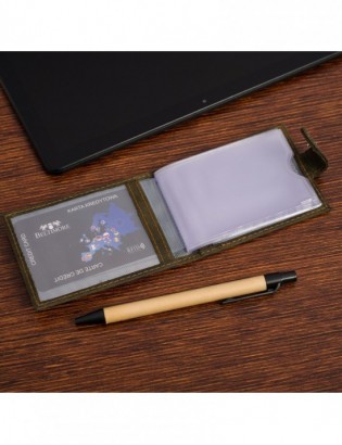Etui skórzane na dokumenty karty wizytownik RFiD Beltimore khaki C86 - zdjęcie 4