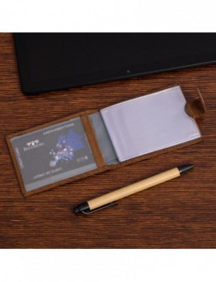 Etui skórzane na dokumenty karty wizytownik RFiD Beltimore jasny brąz C86 - zdjęcie 5