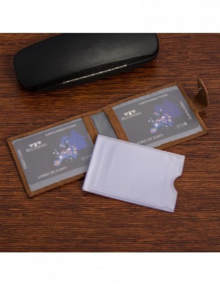 Etui skórzane na dokumenty karty wizytownik RFiD Beltimore jasny brąz C86 - zdjęcie 7