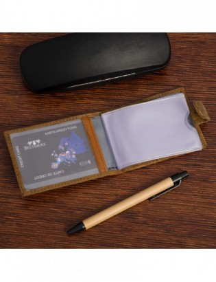 Etui skórzane na dokumenty karty wizytownik RFiD Beltimore vintage jasny brąz C86 - zdjęcie 3
