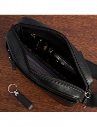 Torba męska skórzana na ramię zgrabna elegancka Beltimore czarna N37 - zdjęcie 8