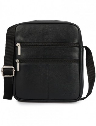 Torba męska na ramię mała skóra naturalna premium Beltimore czarna N43 - zdjęcie 1