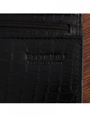 Portfel skórzany damski poziomy RFiD skóra na karty klasyk Beltimore croco czarny A03 - zdjęcie 7