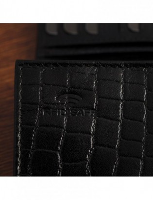 Portfel skórzany damski poziomy RFiD skóra na karty klasyk Beltimore croco czarny A03 - zdjęcie 8