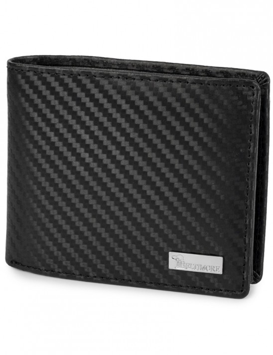 Portfel męski skórzany klasyczny RFiD duży czarny carbon premium Beltimore P01
