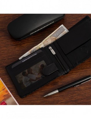 Portfel męski skórzany klasyczny RFiD duży czarny carbon premium Beltimore P01 - zdjęcie 7