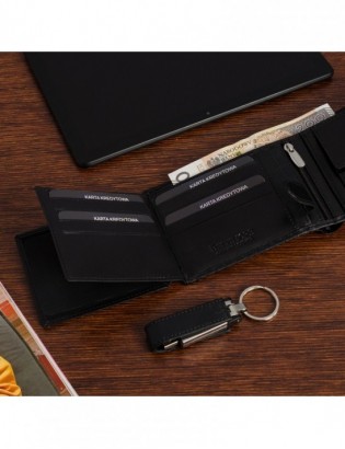 Portfel męski skórzany klasyczny RFiD duży czarny carbon premium Beltimore P01 - zdjęcie 8