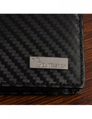 Portfel męski skórzany klasyczny RFiD duży czarny carbon premium Beltimore P01 - zdjęcie 10