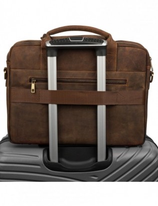Beltimore torba męska skórzana Duża brązowa nubuk premium na laptopa 15,6" J14 - zdjęcie 6