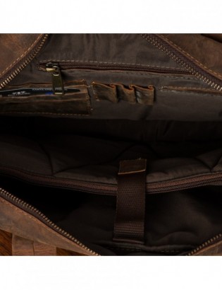 Beltimore torba męska skórzana Duża brązowa nubuk premium na laptopa 15,6" J14 - zdjęcie 7
