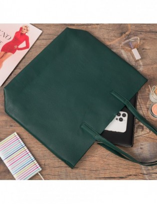 Torebka Damska Shopper Skóra Naturalna Miękka Beltimore zielona  N33 - zdjęcie 3