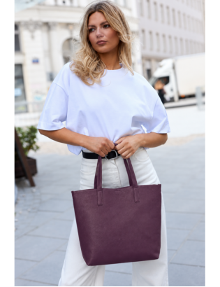 Torebka Damska Shopper Skóra Naturalna Miękka Beltimore fiolet N33 - zdjęcie 2
