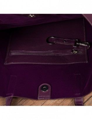 Torebka Damska Shopper Skóra Naturalna Miękka Beltimore fiolet N33 - zdjęcie 5