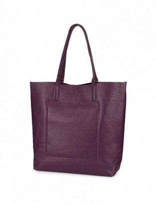 Torebka Damska Shopper Skóra Naturalna Miękka Beltimore fiolet N33 - zdjęcie 8
