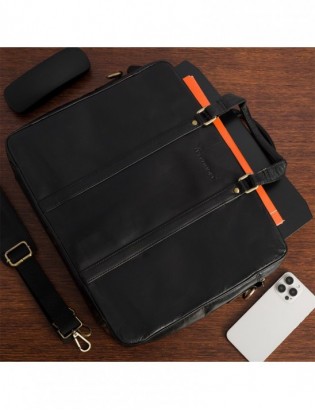 Torba męska skórzana na ramię laptopa duża biznesowa Beltimore czarna N06 - zdjęcie 3