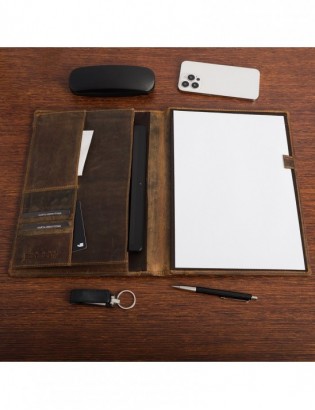 Biwuar Męski Skórzany Aktówka Teczka Biznesowa  Notebook Beltimore brązowy S80 - zdjęcie 6