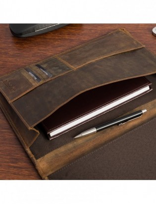 Biwuar Męski Skórzany Aktówka Teczka Biznesowa  Notebook Beltimore brązowy S80 - zdjęcie 7
