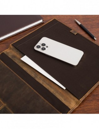 Biwuar Męski Skórzany Aktówka Teczka Biznesowa  Notebook Beltimore brązowy S80 - zdjęcie 8