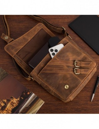 Torba męska skórzana na ramię zgrabna brązowa elegancka Beltimore N03 - zdjęcie 8
