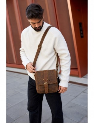 Torba męska skórzana na ramię zgrabna brązowa elegancka Beltimore N11 - zdjęcie 2
