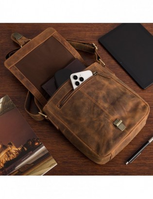 Torba męska skórzana na ramię zgrabna brązowa elegancka Beltimore N11 - zdjęcie 6