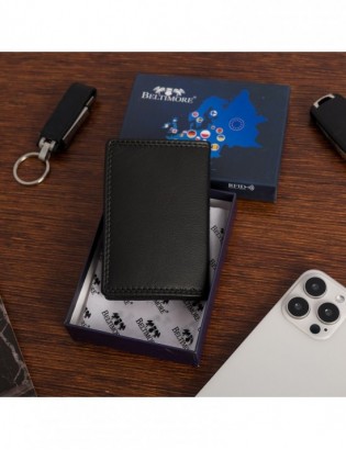 Etui na dokumenty karty granatowe skórzane slim Beltimore G01 - zdjęcie 4